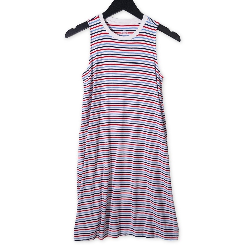 Wonder Nation Tank Dress Girls XL 14 16 Red White Blue Striped Sleeveless Preppy